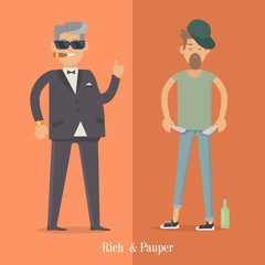 Obraz premium Rich and Pauper Men. Social Level. Human Poster