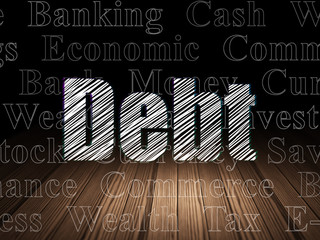 Banking concept: Debt in grunge dark room