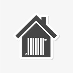 Radiator in house sticker - vector Illustration 