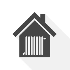 Radiator in house icon - vector Illustration with long shadow