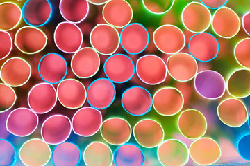 Closeup drinking straws of colorful tubes for cocktail pack