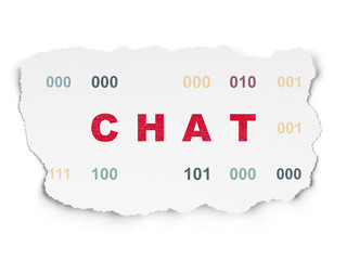 Web design concept: Chat on Torn Paper background