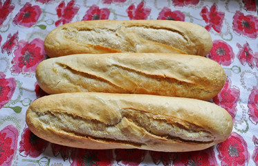 French baguette bread sticks closeup