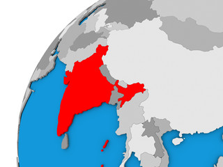 India on globe in red