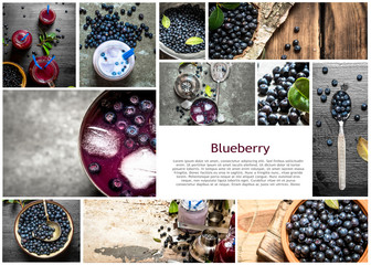 Food collage of blueberry.
