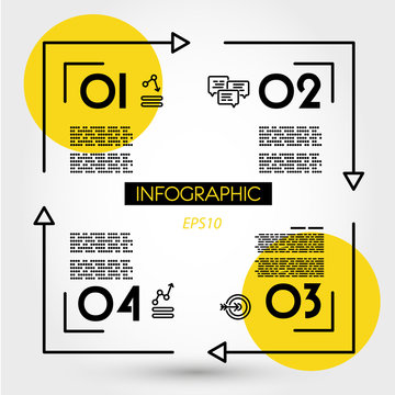 yellow linear infographics sqaure