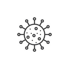 Obraz premium Virus line icon, outline vector sign, linear pictogram isolated on white. Infection symbol, logo illustration