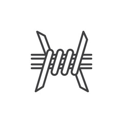 Barbed Wire line icon, outline vector sign, linear pictogram isolated on white. Symbol, logo illustration
