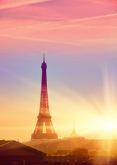 Fototapeta na wymiar Paris. Eiffel Tower during a sunset.
