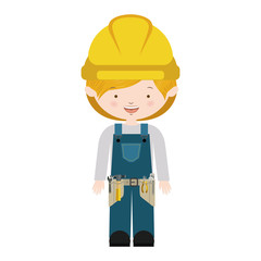 avatar worker with toolkit and blond hair vector illustration