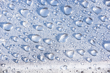 Water droplets on metal