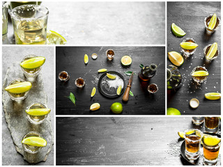 Food collage of tequila.