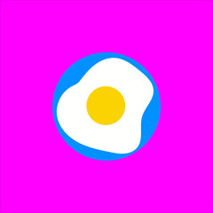 fried egg icon flat disign