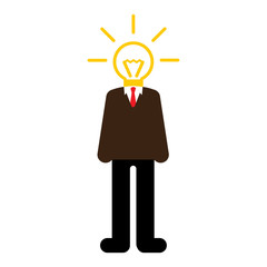 Fototapeta na wymiar Man with the lamp instead of the head. Idea creative. Vector illustration. 