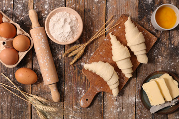 raw croissant with ingredients