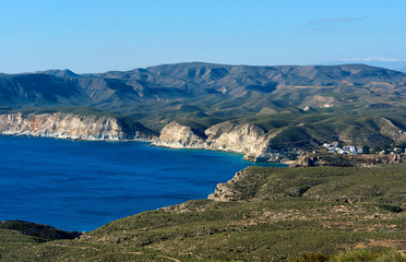 Fototapeta na wymiar Rocky coastline of Agua Amarga. Spain