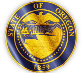 Oregon seal waving flag close