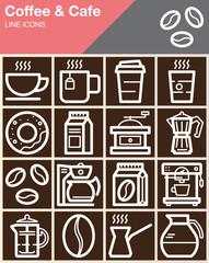 Coffee and Cafe line icons set, outline vector symbol collection, linear style pictogram pack. Signs, logo illustration, web graphics