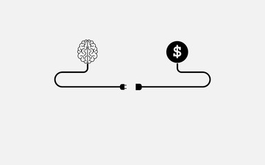 Idea brain and Money icon Vector.