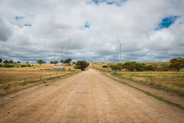 Fototapeta na wymiar Renewable energy wind mill turbines in rural Australia