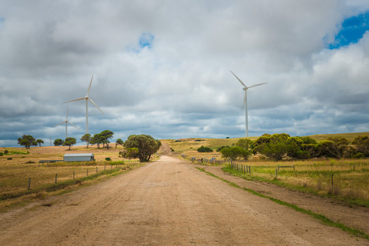 Renewable Energy Wind Mill Turbines In Rural Australia