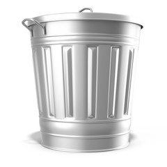 metallic steel trash can