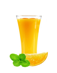 orange juice with slices of orange and mint in the glass isolate