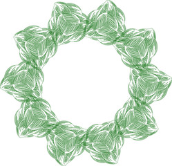 Green wreath isolated on white background.