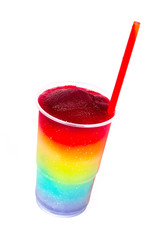 Colorful slushy, summer drink with straw