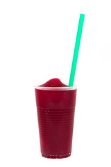 Colorful slushy, summer drink with straw
