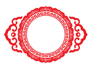 Red Chinese circle lotus frame vector design