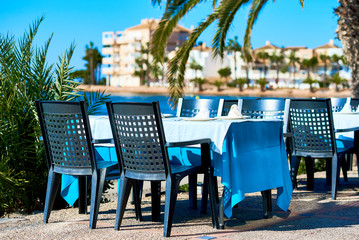 Outdoors restaurant in La Manga. Spain
