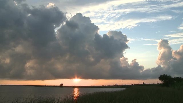 Towering Cumulus Clouds at Sunset Mobile Bay