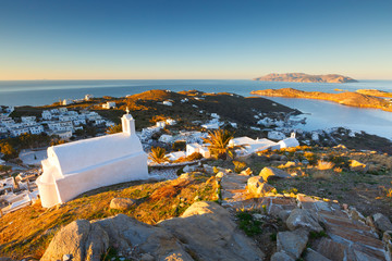 View of Chora on Ios island early in the morning.