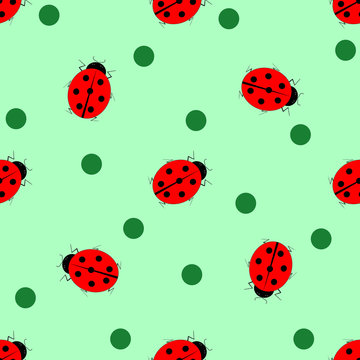 Ladybug and circle seamless pattern