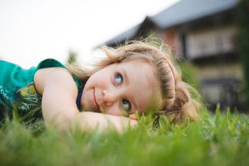 Dreaming Girl in Grass
