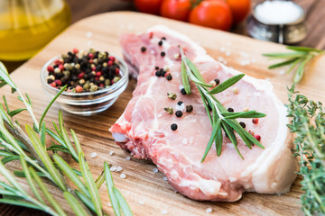 Raw meat on the bone with spice