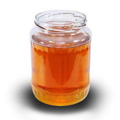 Fototapeta na wymiar honey jar over white with shadow
