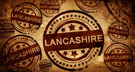Lancashire, vintage stamp on paper background