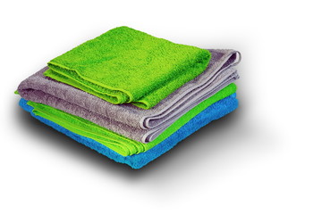 pile of colorful towel on white