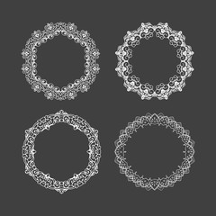 Collection of hand drawn wreaths. Cute template design elements. Vector illustration.