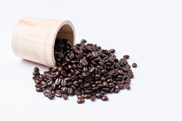 Closeup of coffee beans. on white background