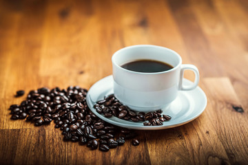 Hot cup of coffee close up shoot