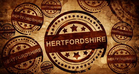 Hertfordshire, vintage stamp on paper background