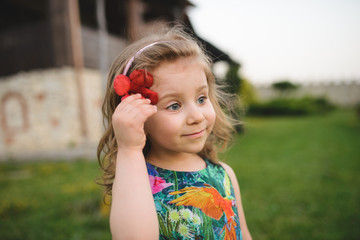 Girl and Red Flower