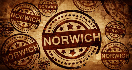 Norwich, vintage stamp on paper background