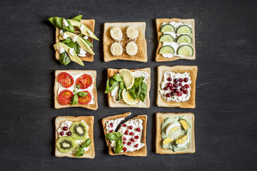 set of healthy foods