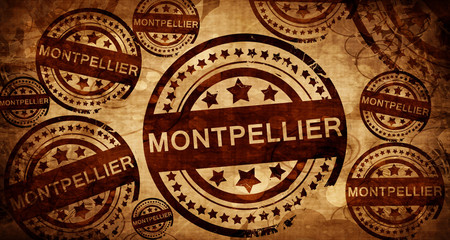 montpellier, vintage stamp on paper background