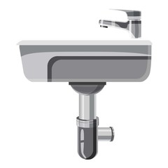 Sink in the bathroom icon, cartoon style