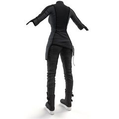 3d rendering of fashionable women's clothing in gray jeans